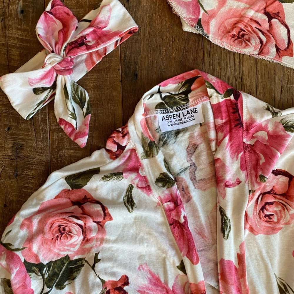 S/M Mommy & Me Robe, Bow, Swaddle